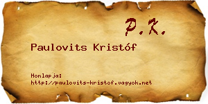 Paulovits Kristóf névjegykártya